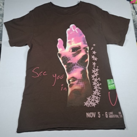 TRAVIS SCOTT Astroworld Festival 2021 Concert Merch Utopia Brown Hand Size Small - Picture 1 of 9